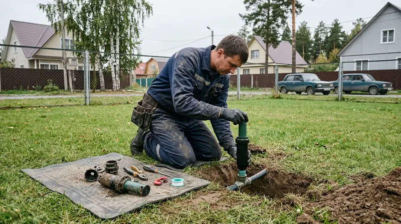 Ремонт автополива в Тюмени: мастер диагностирует зону и находит поломку клапана